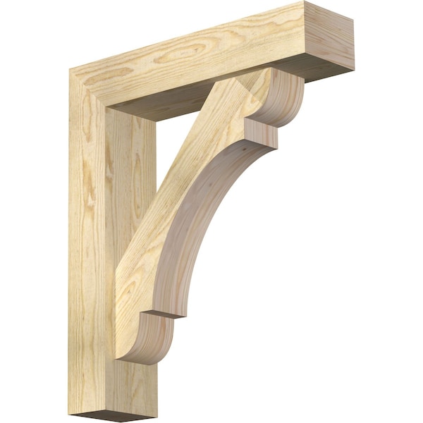Ekena Millwork Olympic Block Rough Sawn Bracket w/ Offset Brace, Douglas Fir, 6"W x 24"D x 28"H BKT0604X24X28OLY05RDF - main